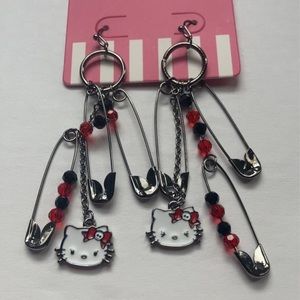 Hello Kitty Safety Pin Earrings